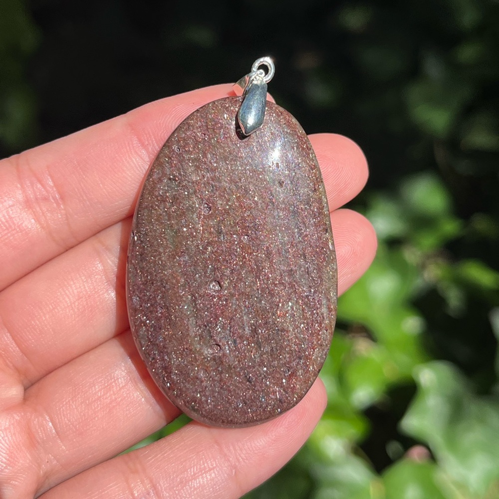 Silver plated sunstone pendant